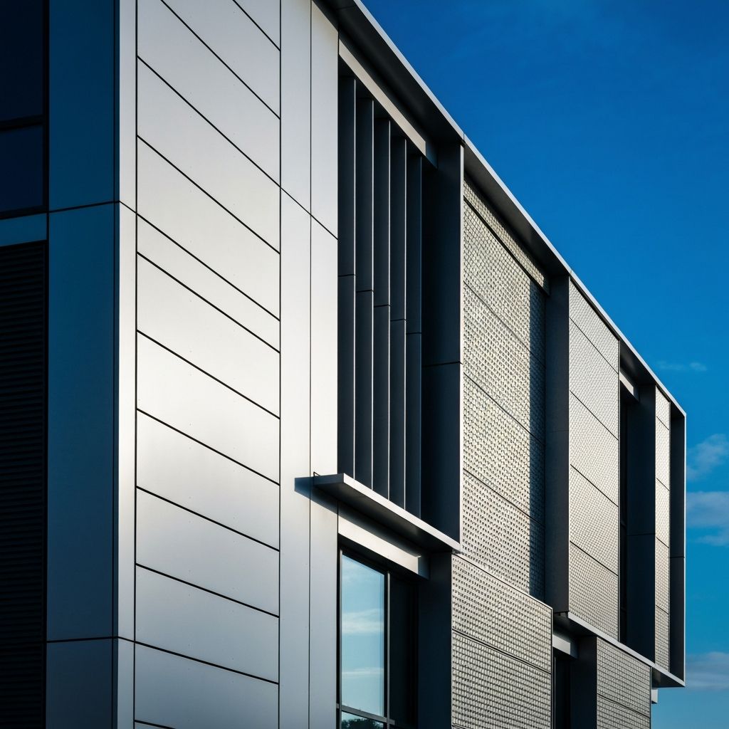 Facciata architettonica moderna con pannelli metallici